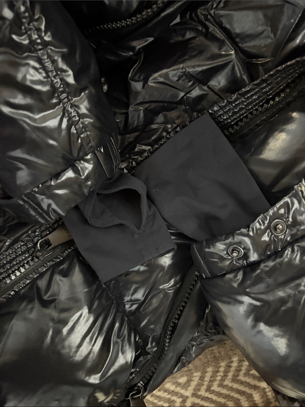 SAM. Shiny Black Puffer Jacket with High Collar size small - Picture 12 of 13